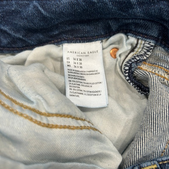 American Eagle Outfitters Mens 36x32 Athletic Fit Flex Jeans Dark Wash - Picture 6 of 13